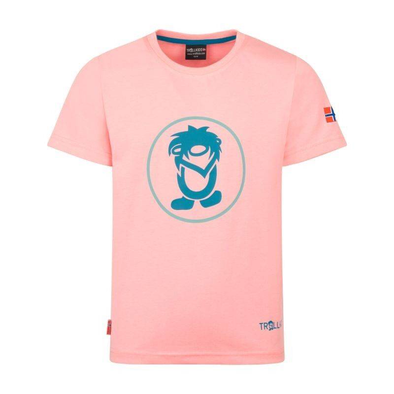 Trollkids Troll T - T-shirt - Børn Peony Rose / Harbor Blue Child's height 140 cm