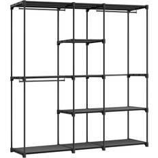 SONGMICS Portable Open Wardrobe, Clothes Rack, Freestanding Wardrobe with Clothes Rails and Fabric Shelves for Bedroom, 43 x 182 x 182 cm Black RYG037