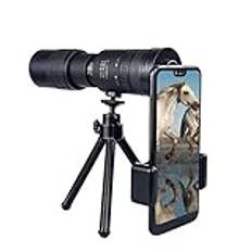 Monokulärt teleskop högeffektteleskop, 4K 10-300 x 40 mm supertelefoto zoom dimsäkert monokulärt med smartphonehållare och stativ för fågelskådning/camping för vuxna fågelkikare