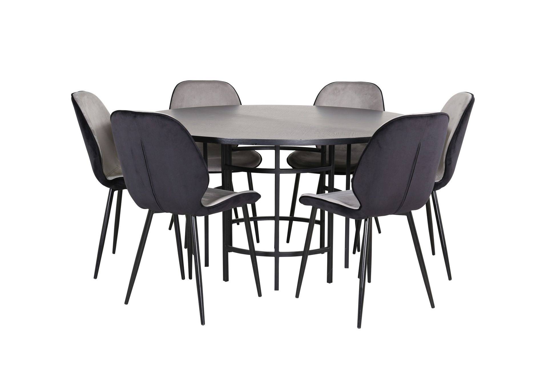 Venture Home Copenhagen Matgrupp 140 cm Rund med 6 Emma stolar - Svart Matgrupp & matbord med stolar
