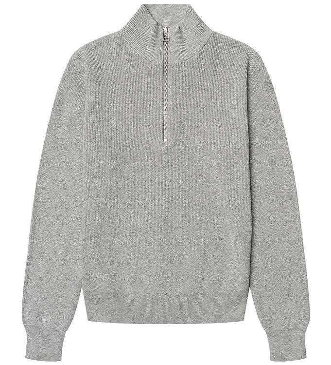 Grunt Tröja - Stickad - GrOleg - Light Grey Melange - Grunt - 16 år (176) - Tröja