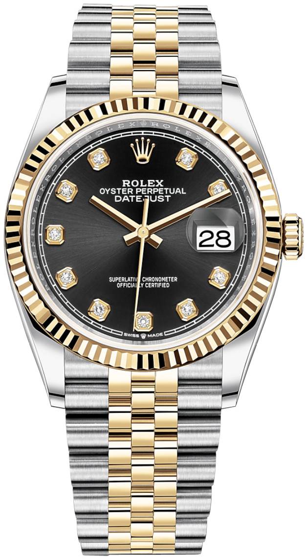 Rolex Damklocka 126233-0021 Datejust 36 Svart/18 karat gult guld Ø36
