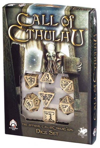 Q-Workshop Call of Cthulhu RPG - Call of Cthulhu 7th Ed. sort/grøn rollespilsterninger (7) (Q-Workshop) (SCTR21)