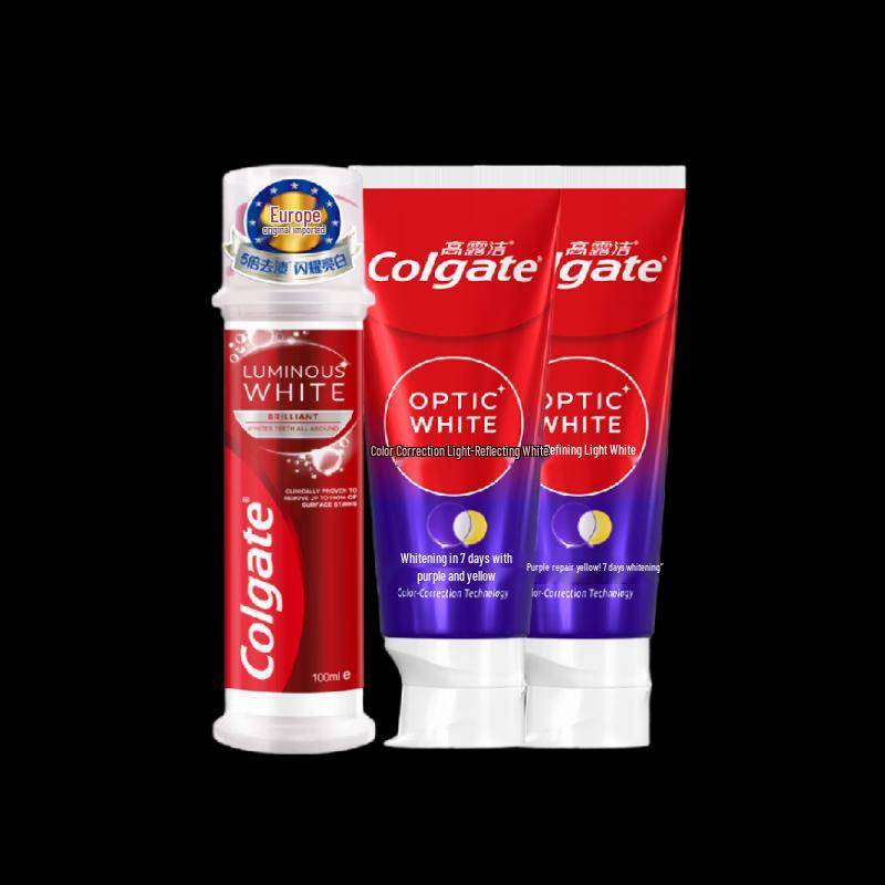 Colgate Optic White Pump Vitgörande Tandkräm Set red