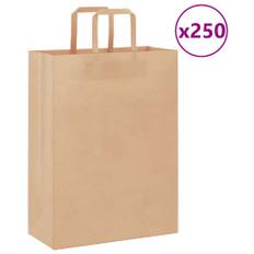 Kraftpapirposer 250 stk. med håndtag 26x12x35 cm brun