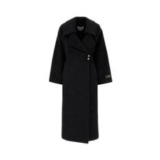 Ganni double-face wool lace-up coat Phantom - S/M