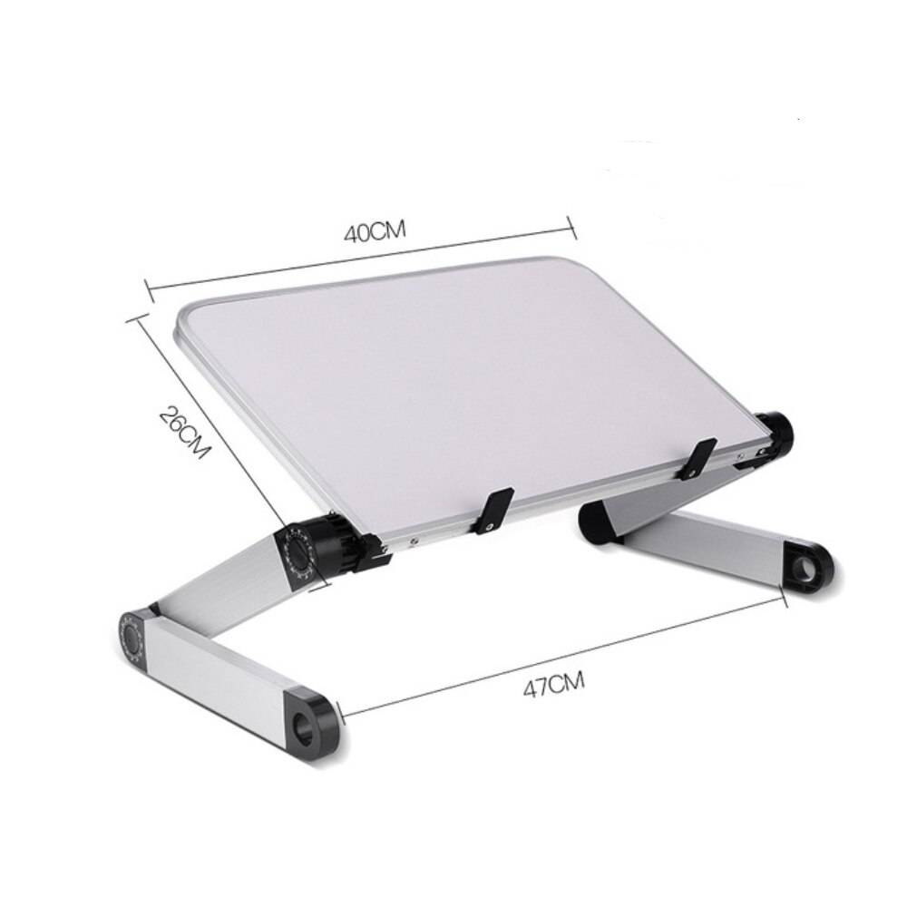 Fällbart datorbord justerbart aluminium bärbar dator skrivbord ergonomisk bärbar tv säng lapdesk bricka pc bord stativ anteckningsbok bord skrivbord - Vit - ingen kylare