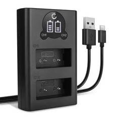USB-dubbelladdare (NP-W126S NP-W126) för FujiFilm X-T3 X-T30 X-T20 X-T2 X-T100 X-T10 X-T1 Fuji X100f X-Pro3 X-Pro2 X-E3 + 1m USB Kabel från CELLONIC