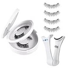 Magnetic Eyelashes | Magnetic Eyelashes With Applicator | False Eyelashes Magnetic | Magnetic Eyelashes Natural Look | 3D Curly Eyelashes Adhesive | Reusable & Easy To Wear No Glue Needed | For Women