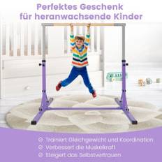 Gymnastikstång, höj- och sänkbar gymnastikstång, lastbar upp till 100 kg för inomhusbruk, lila