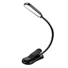 Guriayus Uppladdningsbar Boklampa Mini 7 LED-Läslampa 3-Nivå Flexibel Easy Clip- Läs Nattläslampa i Sängsvart