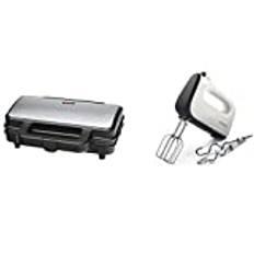 ProfiCook PC-ST 1092 Sandwichtoaster, extra große Sandwichplatten für amerikanische XXL-Toastscheiben, 2 Kontrolleuchten & Philips HR3741/00 Handmixer (450 Watt, 5 Geschwindigkeiten) weiß/schwarz