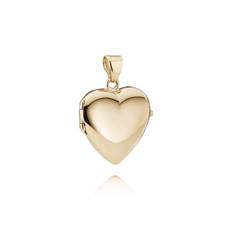 Blank Hjerte Medaljon i 8 karat - Large 26 x 28 mm.
