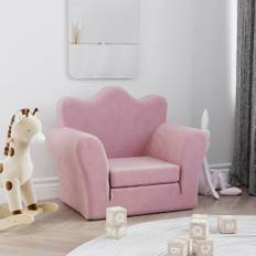 vidaXL Bäddsoffa för barn rosa mjuk plysch