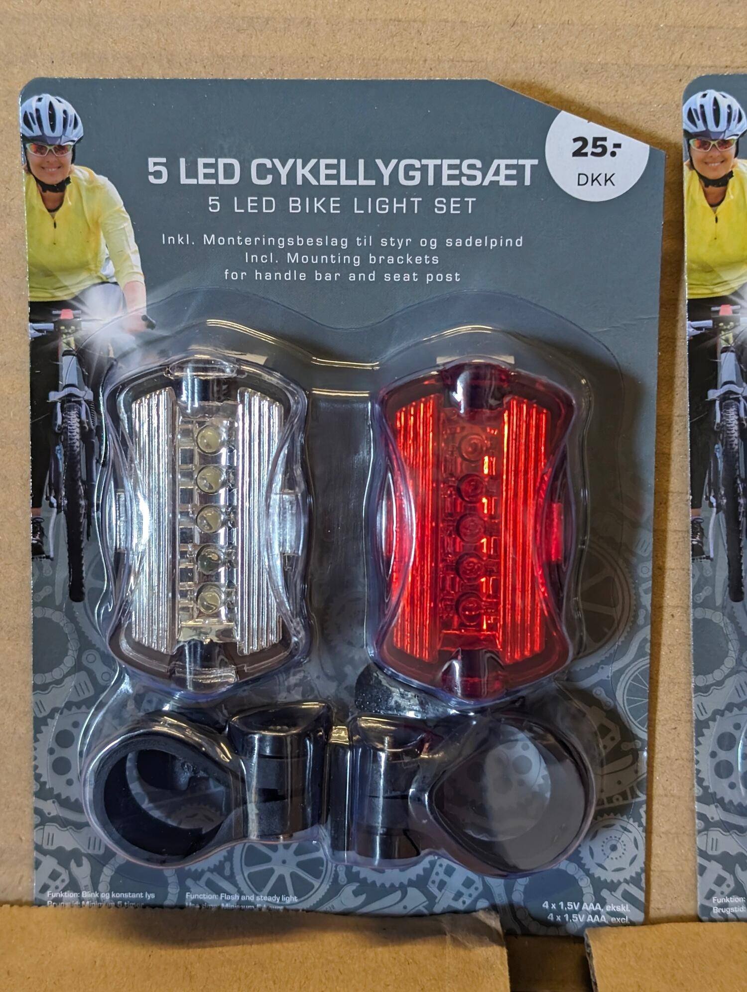 5 led cykellygte sæt.