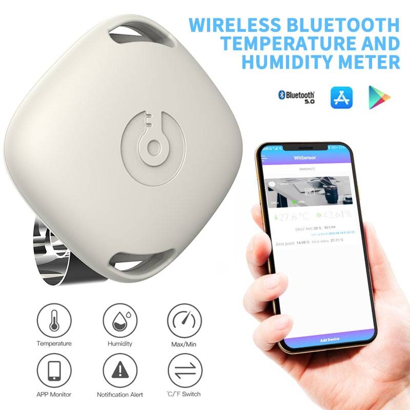 Bluetooth 5.0 trådlös termometer hygrometer temperatur och luftfuktighet intelligent sensorsensor t201 datalogger inomhus utomhus
