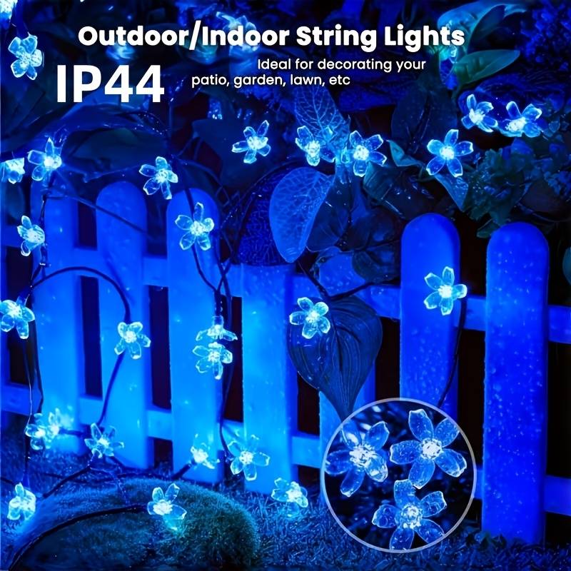 Flower-shaped Solar Fairy Light String: 3.5 Meters With 10 Beads Per Meter, 5 Meters With 20 Beads Per Meter, 7 Meters With 50 Beads Per Meter. Color, Ideal For Outdoor Decoration. Halloween