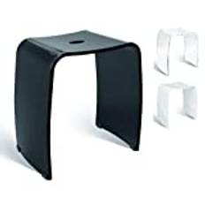 Libaro Badpall Meran – svart akrylduschpall med handtag, ergonomisk sits, halkfri gummifötter och tidlös design (upp till 180 kg)