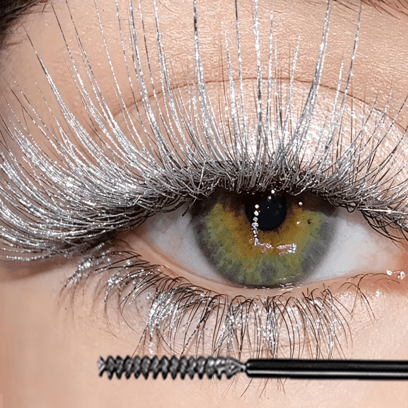Glitter Shimmer Colored Mascara, Y2k Glitter Futuristic Eye Makeup, Unique Music Festival Party Makeup, Lengthening & Volumizing Lashes, Dual-use For Full Lash & Lash Tip, High, 24 Hour Long-lasting