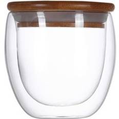 Outad dubbellagers vägg i klart glas tekopp + bambu lock set glas kaffe te mjölk isolering 250ml/350ml/450ml mugg