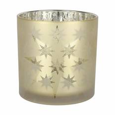 Casa Christmas Hurricane Fyrfadsstage - H 15 cm - Glas - Guld