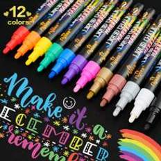 12 Color Pack Washable And Wet Erase Fluorescent Color Chalk For Chalkboards, Chalkboard Signs, Whiteboards, LED Glass Windows, Car Windows Painting Advertising Chalk Fluorescent Markers