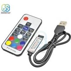 Dc 5v 12v volt rgb usb ir rf fjärrkontroll usb led strip light 3 17 24 key remote wireless för sdm 3528 led strips - 17- tangent 5v