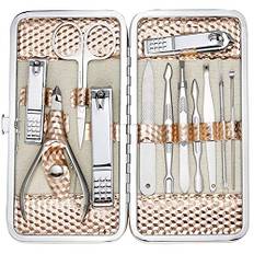 ZIZZON Maniküre-Set, Nagelknipser, Pediküre-Set, professionelles Maniküre-Set, Pflege-Set, Nagelpflege-Werkzeuge mit Reiseetui (Roségold)