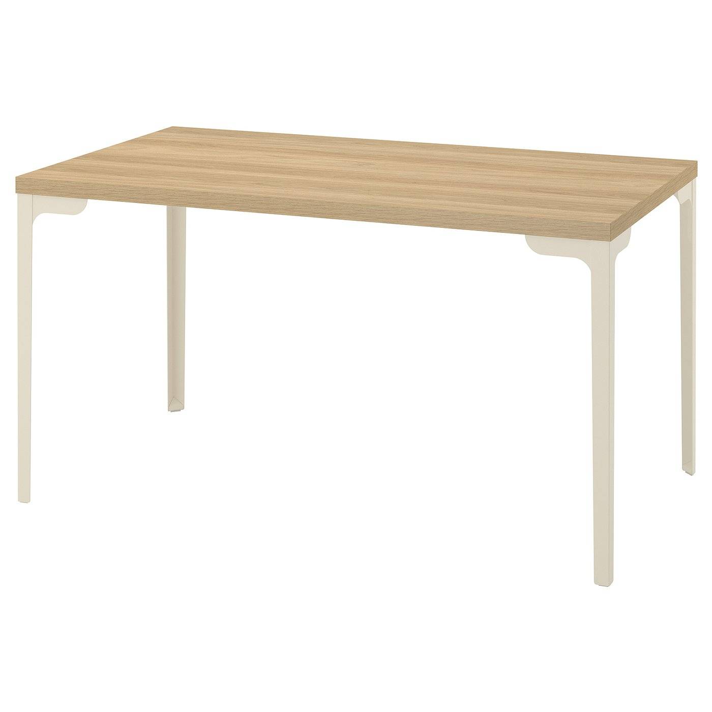 SKÅLSTA bord, ekmönstrad/rak ljust gråbeige, 140x80 cm