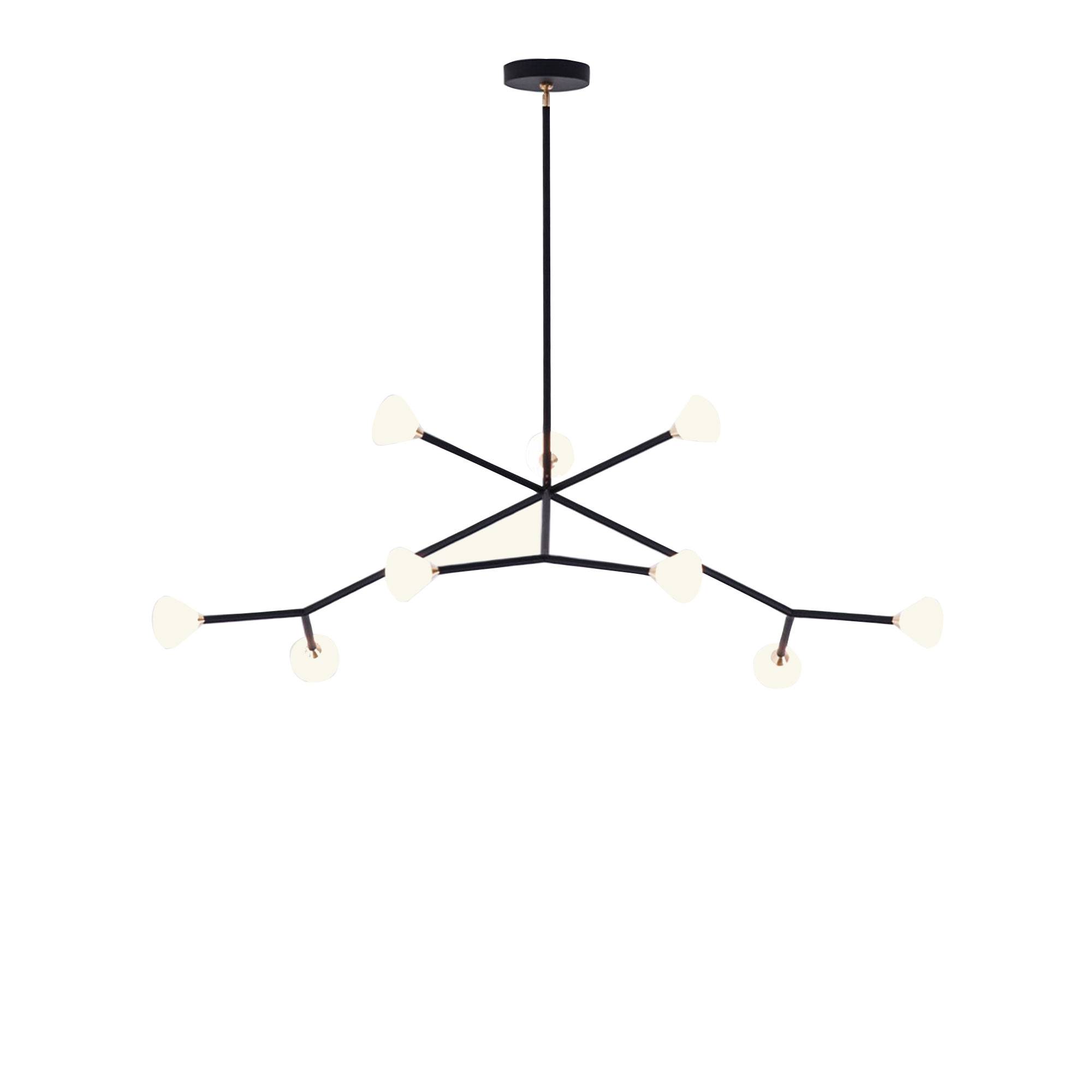 Roll & Hill - Nova Chandelier 9 Lights, Matte Black, Brushed Brass - Takkronor - McKenzie & Keim - Svart