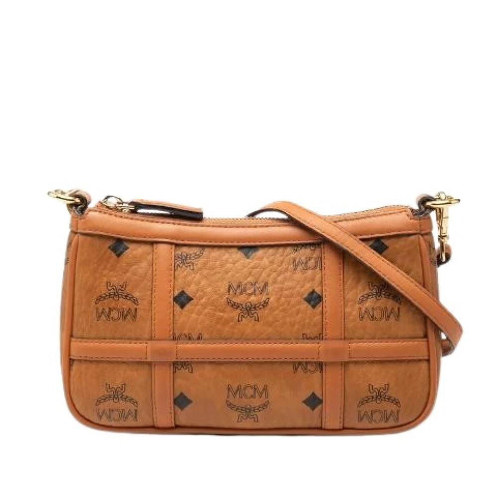 MCM Pre-owned Pre-owned Visetos Logo PVC Skuldertaske - Vintage - Dame - Brun - ONE SIZE - Uld