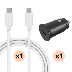 Komplet Biloplader til Xiaomi Redmi Note 13 Pro - 1m kabel og oplader USB-C - Smartline