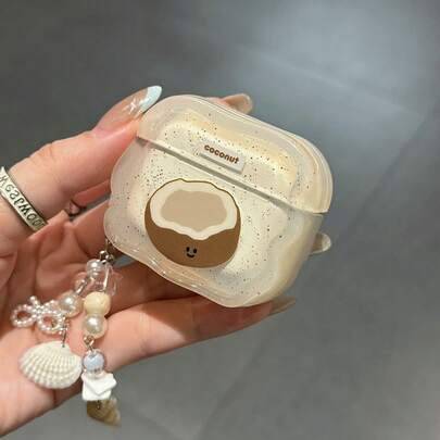 Koreanskt Ins-Style Söt Tecknad Kokosnötsskal Emoticon Frukt Sommar Transparent Mjukt TPU-Skal med Havsskal, Snäcka, Pärla, Rosett Tillbehör, Kompatib - Genomskinlig (Apple AirPods 1/2,Apple AirPods Pro,Apple AirPods 3,Apple AirPods Pro 2,Apple AirPods 4,AirPods Pro3)