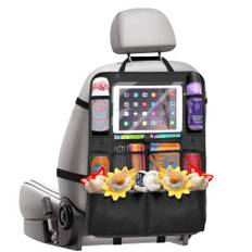 Tsryrlr Bilbaksäte organiserare (2-pack), bilorganiserare, baksäte för barn med tydlig pekskärm, iPad-surfplattehållare och 9 fickor, barnleksaksförvaring, vattentätt baksätesskydd för barn – svart