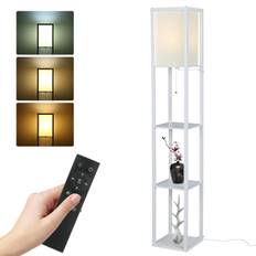 Tomshine Modern hylla golvlampa med fjärrkontroll och dragbrytare 15W dimbara lysdioder Lampfärg EU Plug svart