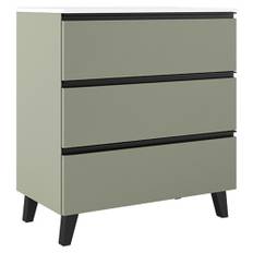 Tvättställsskåp Luna Grön 80 cm med Tre Lådor & Handfat Vit Blank