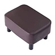 IBUYKE 42 cm liten fotpall linnetyg puff ottoman fotstöd modernt hem vardagsrum sovrum rektangulär pall, med vadderat säte, ben i furu, brun RF-BD209-C