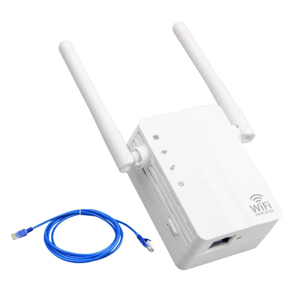 Trådlös wifi repeater med bonus 1m kabelsignalförstärkare 802.11n/ b /g 2 antenner räckviddsförlängare 300 mbps wifi signal booster