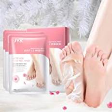 Fotmask, 3 par JVR Exfolierande Fotmasker, Naturlig Fotskalningsmask för torr död hud, Förhårdnader, reparera grova klackar för män kvinnor (Rose)