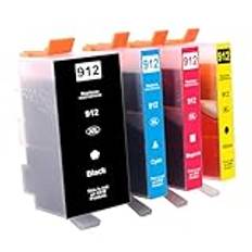 4 x 912 XL 912XL patroner värdepaket kompatibel med HP 912 bläckpatroner för HP OfficeJet 8010 8012 8013 8014 8015 8017 OfficeJet Pro 8020 8021 8023 8024 8025, Ej tillgängför HP+ e