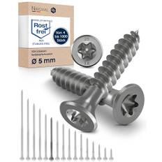 800 x försänkta träskruvar i rostfritt stål V2A 5 x 65 för spånskivor trä partiell gänga 5 mm stark 65 mm lång 800 st stål A2 spånskiva