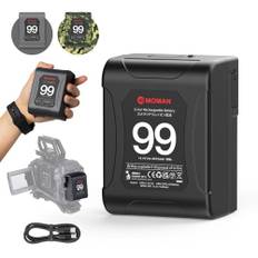 V-Mount Akku, Moman Power99 V-Lock Battery mit Dual D-Tap & 65W PD USB-C Output 99Wh/14.4V 15A 200W Tragbar Klein für Camcorder Blackmagic BMPCC 4K/6K Kamera DSLR Monitor, V-Mount-Akku-Batterie-Mini