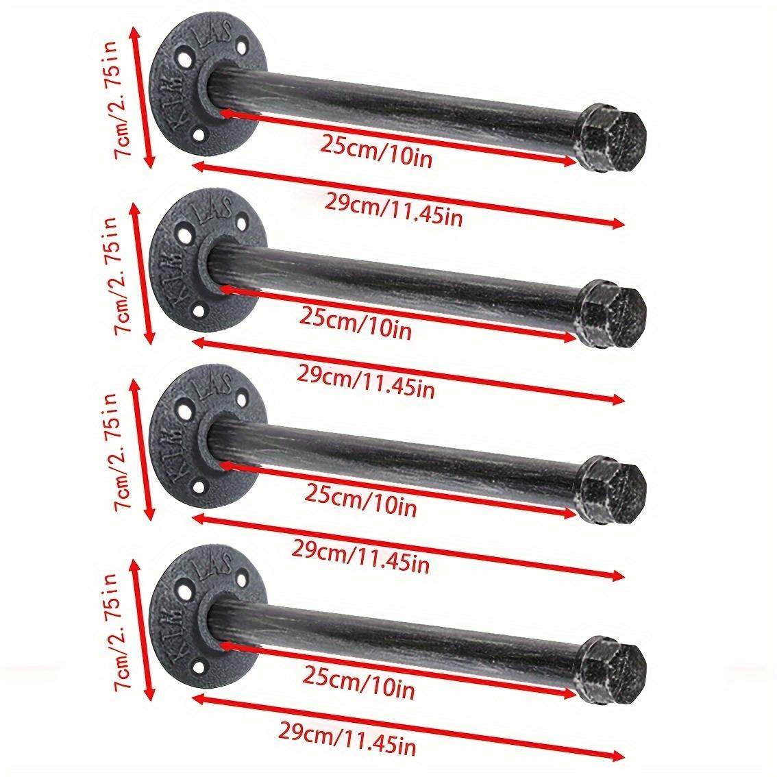 TEMU 4pcs 9.45 Inch Industrial Pipe Clothes Racks, Floating Shelf Bracket, Wall Mount Closet Rod For Hanging Clothes, Small Garment Rack For Indoor And Boutique Store Clothing Display-pipe Cap