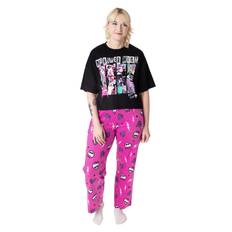 Monster High Womens/Ladies Group Pose Long Pajama Set XL rosa/svart