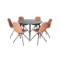 Venture Home Dipp Matgrupp 115 cm Rund med 6 Polar stolar - Svart Matgrupp & matbord med stolar