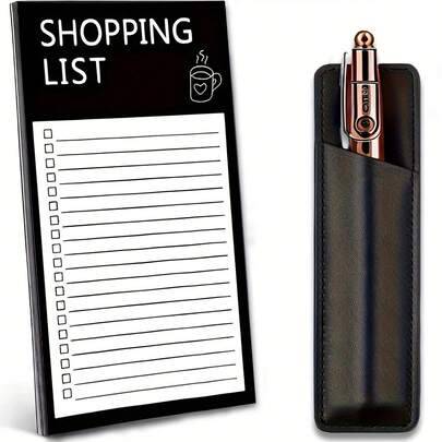 Magnetisk anteckningsbok med inköpslista, kylskåpsmagnet, anteckningstavla (penna ingår ej), med magnetisk pennhållare, avtagbara magnetiska antecknin - Multifärgad (Multi-size)