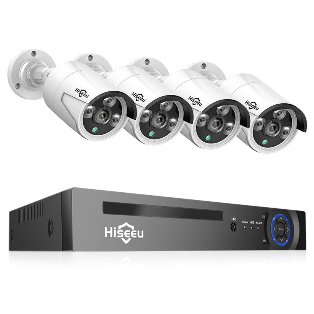 Hiseeu PK-4HB615 – 5MP 8CH POE Overvågningssystem med Lyd & App-Kontrol.