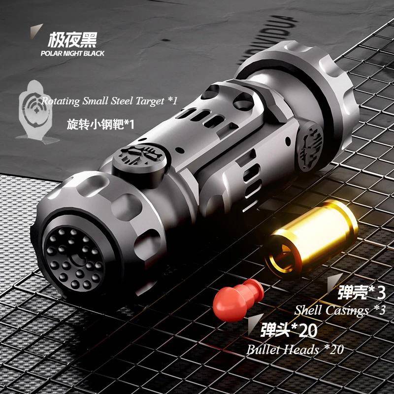 Stun Granat Fidget Spinner Miniatyrpistol Leksakspistol med Utkastbara Hylsor Stresslindring Fingerleksaker för Vuxna Barn Bästa Gåvor svart