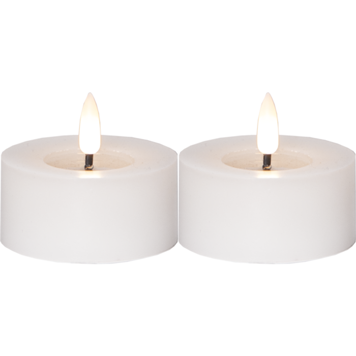 LED Värmeljus 2-p Flamme Flow 7x5,5cm vit