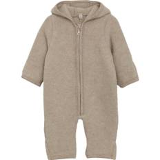 Huttelihut - Uldfleece heldragt m. øre - Beige - str. 6 mdr/68 cm